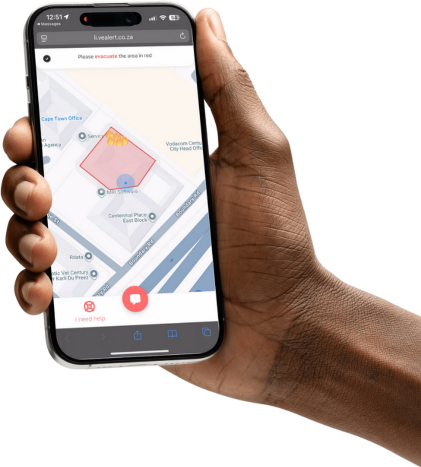 Participant following a LiveAlert evacuation on their phone